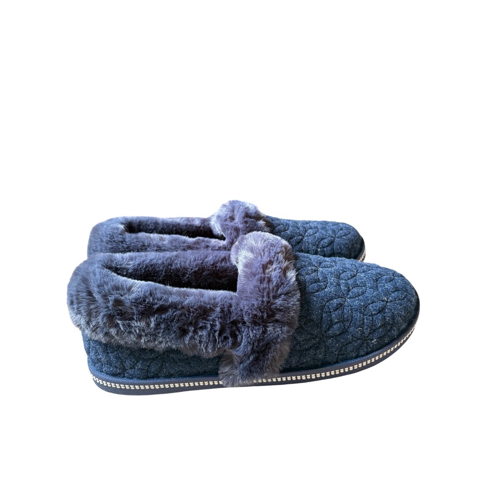 Skechers Cozy Campfire Bright Blossom Navy Blue‎ Slipper Wide 167686W/NVY 8 NWT